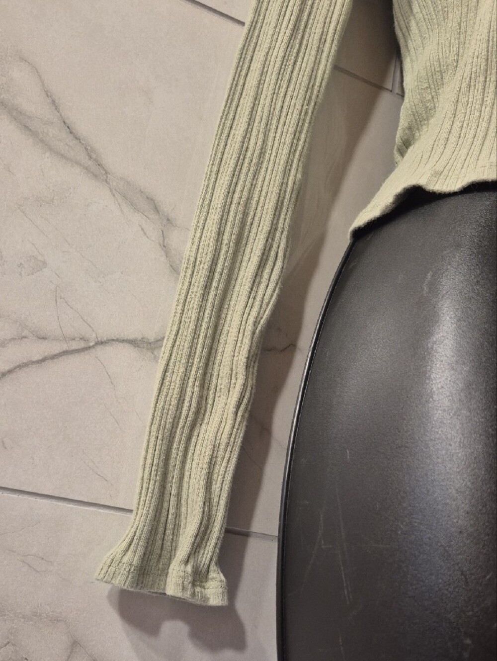 Lush Sage Green Ribbed Cold-Shoulder Button-Front Top - Picture 6 of 8